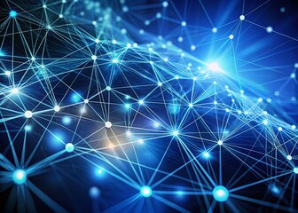 Fototapeta premium Abstract Blue Network Connection Technology Background for AI Systems and Modern Desktop Use