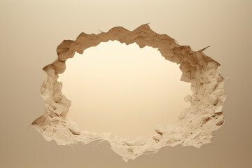 A beige-coloured hole made out for presentation. (Generative AI)