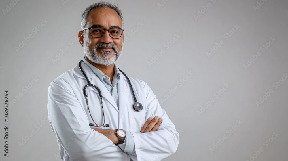 Aufkleber a man in a white lab coat is smiling and posing for a picture