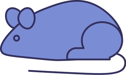 Cat soft toy in shape of rat. Foam mouse for kitten play. Image for design of pet store or veterinary clinic. Simple flat vector isolated on white background