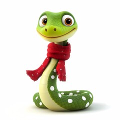 The cover features a cute 3D snake in a red hat with a New Year's gift. Merry Christmas and Happy New Year. Winter holiday template, screensaver, banner, watercolor, illustration. Symbol of the year.