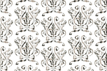 Geometric vintage texture vector art design. Textile fashion lines ikat seamless pattern and batik fabric asian texture background indian geometric shapes. Ethnic abstract ikat art.