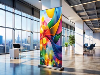 Abstract Colorful Business Standee Roll-Up Banner Design for Marketing Promotions