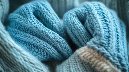 Winter gloves warm wool texture close-up