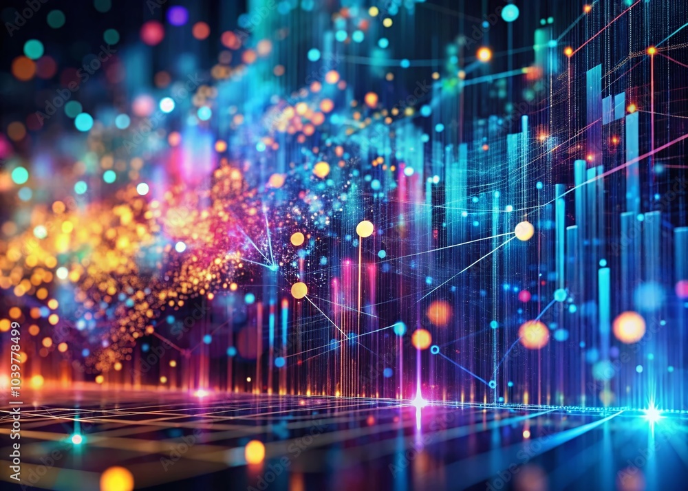 Aufkleber abstract digital background of data sorting with bokeh effect in 4k animation and 3d rendering for b