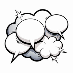 A set of four cartoon speech bubbles, perfect for adding a dynamic and playful touch to your comic book, graphic novel, or illustration. These versatile bubbles can be used to showcase dialogue.