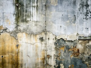Abstract Double Exposure of Weathered Concrete Wall Textures in Gray and White Tones
