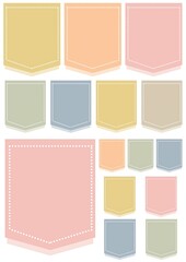 Digital stickers for planner, pocket shape, daily notes, delicate pastel colors, one tone, goodnotes elements.