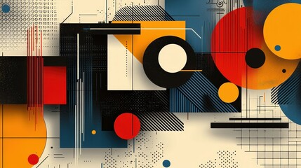 Abstract Geometric Background Design Modern Art Shapes Lines Colors Pattern Digital Technology Tech