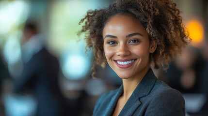 Fototapeta premium Confident Woman in Corporate Environment Smiling