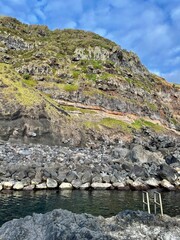 country volcanic landscape with rocks, Azores, Portugal