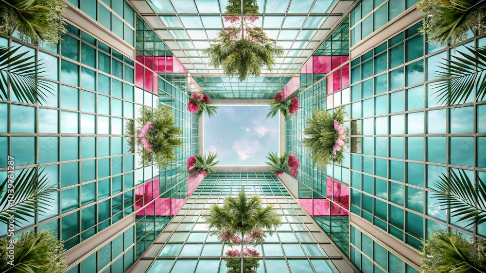 Aufkleber abstract geometric design with pink rectangles and grid lines for modern animation backgrounds