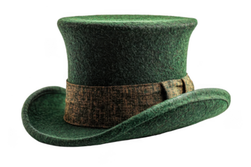 Green top hat isolated on transparent background, png file, no background png file