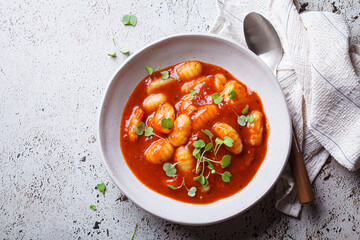 Tomato soup with gnocchi.