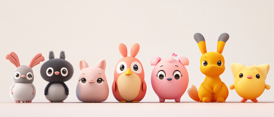 Obraz premium Adorable Cartoon Animals Posing Together for a Group Photo