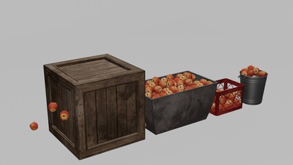 fresh apples in container