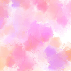 A pink and orange background with splatters of paint. Abstract watercolor texture background.