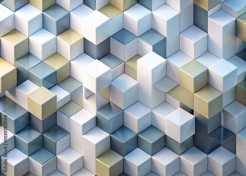 Poster abstract grey and white patterned isometric 3d shapes for modern design projects and backgrounds