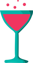 A vibrant vector illustration of a party glass with sparkling beverage in joyful cartoon style. A lively music festival or celebration with joyous atmosphere. Music cafe or club decoration. Elements f