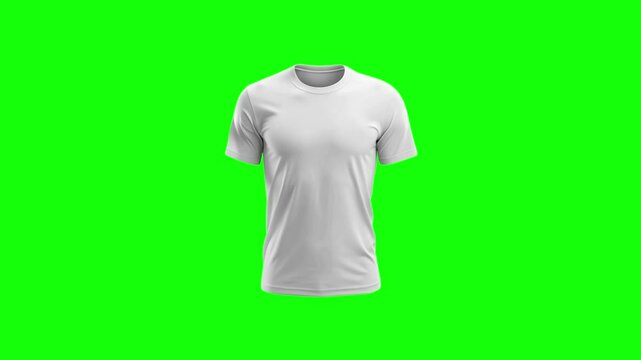 White t shirt mockup green screen animation motion graphic with chroma key clip template 4k Background. Easy removed green screen. High resolution. Ultra High Definition, 4k video.