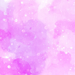A pink background with white dots and a purple line. The background is a watercolor painting.