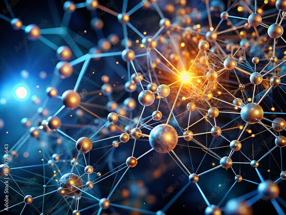 Poster abstract molecular connection in technology design for innovative backgrounds