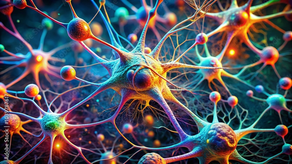 Aufkleber abstract neural connections in the brain: macro photography of neurons and connectivity patterns
