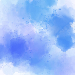  Abstract brush painted watercolor background texture. A blue azure background with splatters of paint.