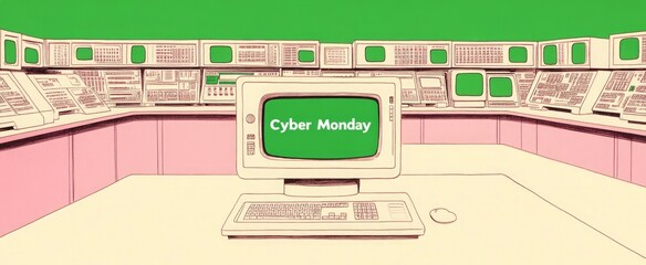 Retro Computer Console Celebrating Cyber Monday Deals