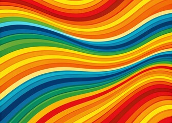 Abstract Rainbow Wavy Line Design - 1970s Hippie Retro Style Background for Creative Projects