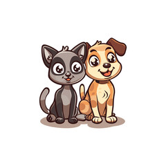 Obraz premium Cute two dogs logo icon illustration