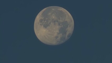 아침과 낮에 보이는 달을 근접 촬영한 모습의 배경이미지