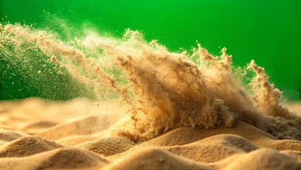 Fototapeta premium Abstract Sand Transition Over Green Screen Chroma Key Background for Urban Exploration Photography