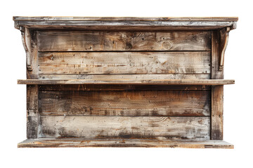 old wooden shelve isolated on white or transparent png