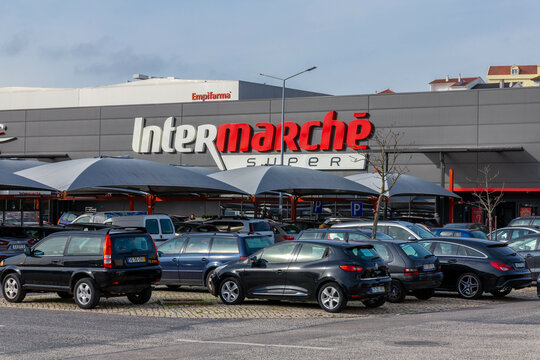 Lisbon, Portugal. 11 December 2023. Intermarche logo sign at the store. Intermarch&eacute; (English: Intermarket) is a brand of general commercial supermarkets or grocery.