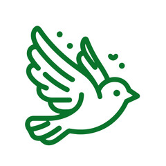 Obraz premium Green dove icon, symbol of peace and environmental sustainability, PNG