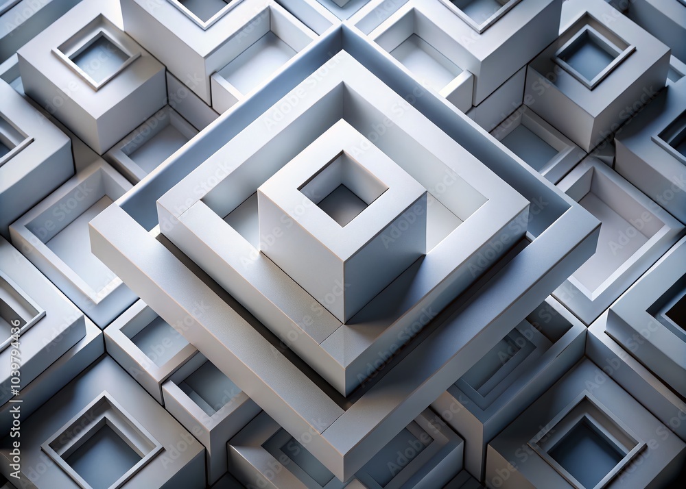 Poster abstract white and gray geometric background with overlapping square shapes for modern design projec