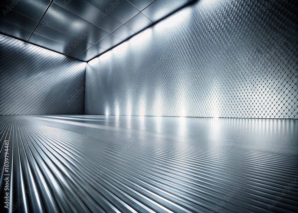 Aufkleber abstract white and silver light patterns with gradient on modern metallic floor and wall backgrounds