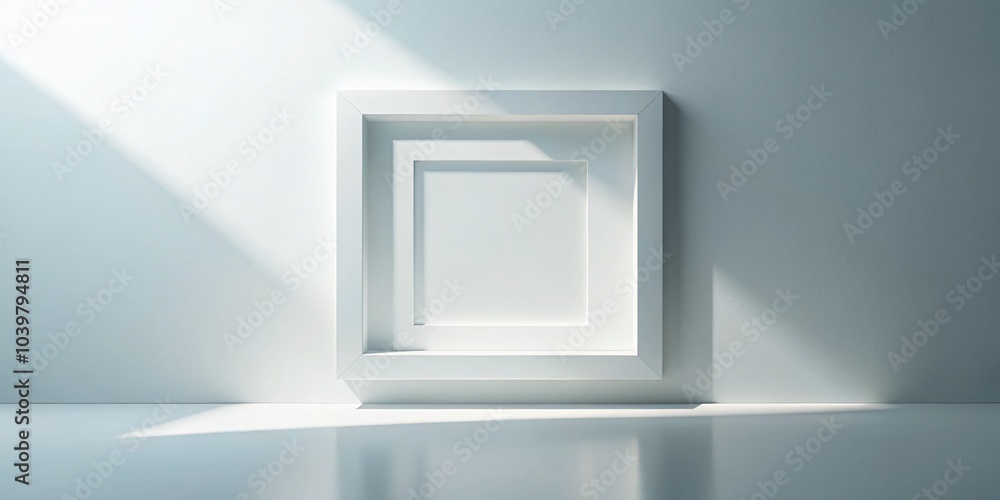 Poster abstract white square background with shadows for modern design and art projects