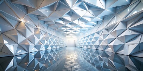 Abstract White Geometric 3D Interior Background for Modern Design and Architecture Projects