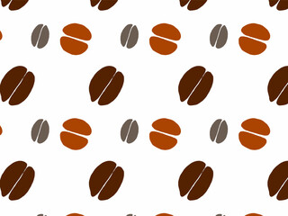 Seamless pattern of newly fresh roasted coffee beans. Coffee beans pattern background. 