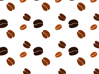 Seamless pattern of newly fresh roasted coffee beans. Coffee beans pattern background. 
