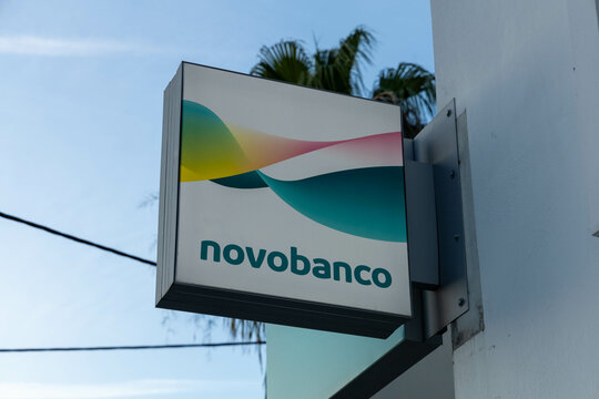 Novobanco logo sign. Novo banco the 4th largest bank operating in the Portuguese market. Lisbon, Portugal. 10 December 2023. 