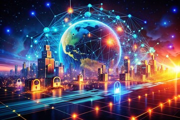 Obraz premium Advanced Cybersecurity Technology Protecting Cyberspace from Cybercrime and Data Breaches