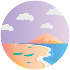 Beach landscape gradient color illustration