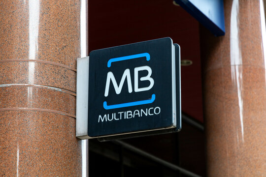 MB Multibanco logo sign. Multibanco is a Portuguese interbank network. It is the largest interbank network in Portugal owned and operated by SIBS. Lisbon, Portugal. 8 December 2023. 
