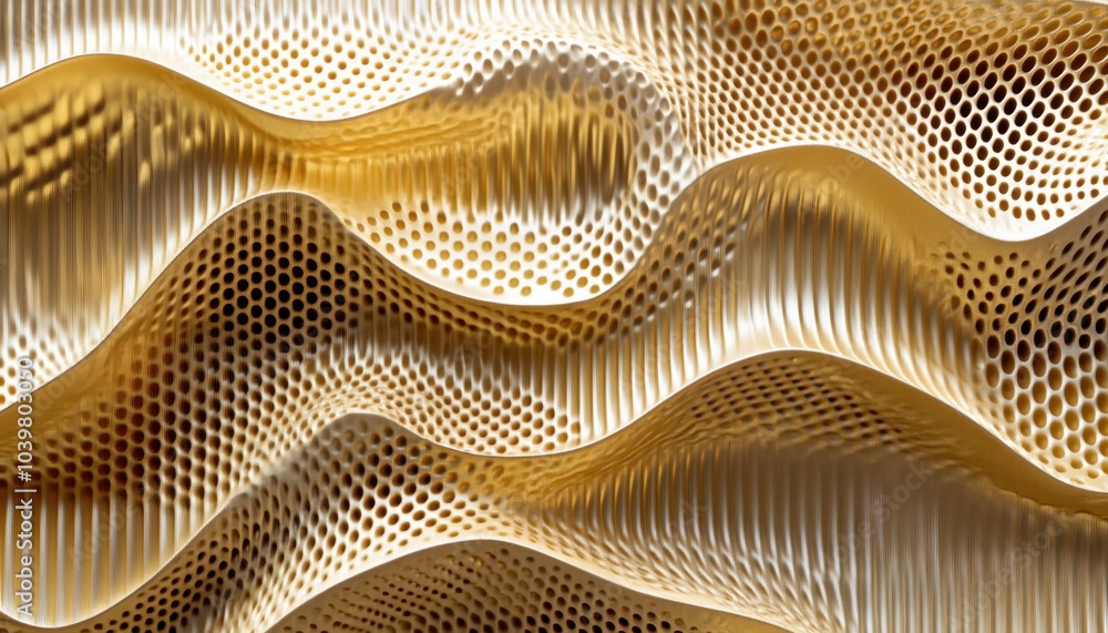 Poster textured golden waves of a panel showcasing intricate patterns and design