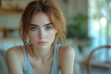Fototapeta premium Frustrated Girl on a Diet: Unsatisfied with Restrictions