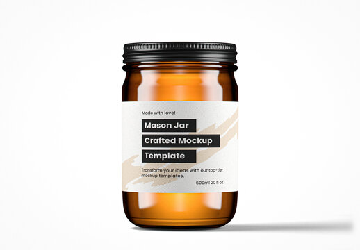 Amber Glass Mason Jar Mockup