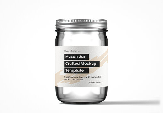 Clear Glass Mason Jar Mockup